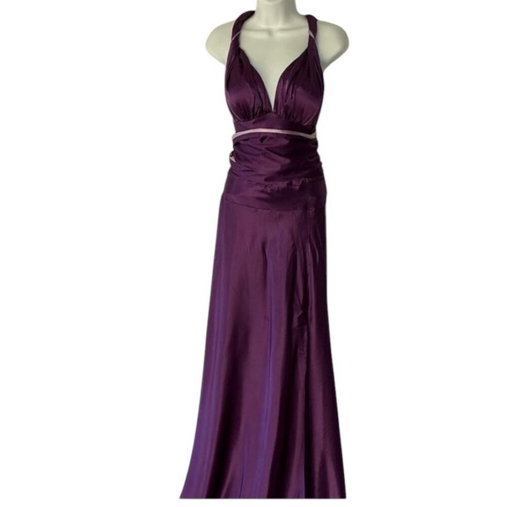 Elegant Purple Halter Evening Gown